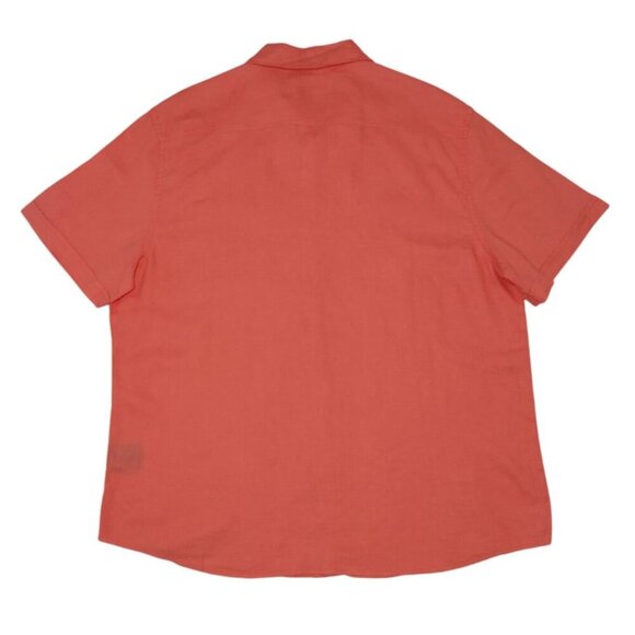 Lagascaron Mens XL Coral Linen Blend Short Sleeve Button-Up Shirt. - Picture 2 of 8
